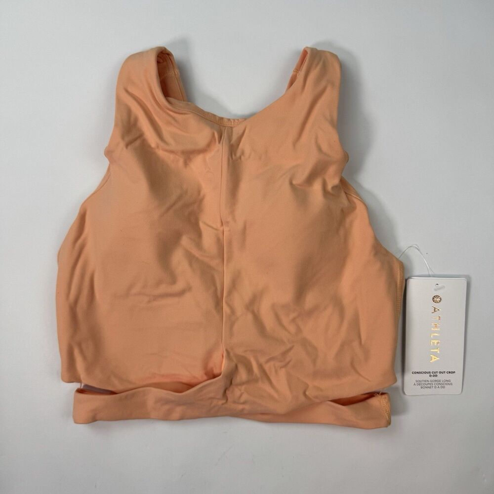 Athleta Womens Coral Orange Keyhole Back Conscious Cut Out Crop Top D-DD S
